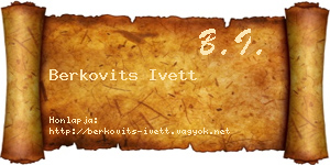 Berkovits Ivett névjegykártya